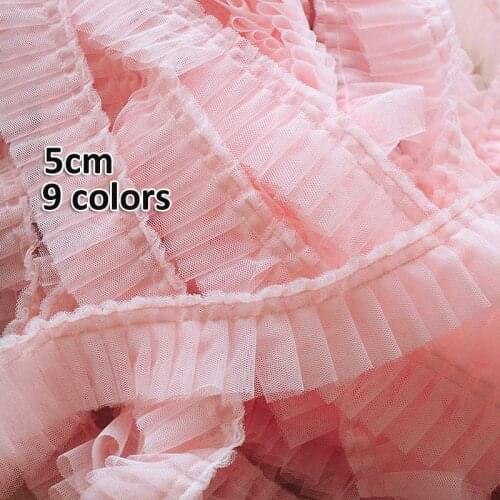 2 Meters Ruffle Mesh Lace 5CM Pleated Fold Collar Sewing Trim Ribbon DIY Crafts Clothes Wedding Dress Supply