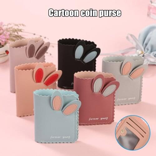 2021 Women Small Wallet Lovely Rabbit Ears Wallets Cards Holder Short Design Purse Girls Wallet Cash Holder porte monnaie femme