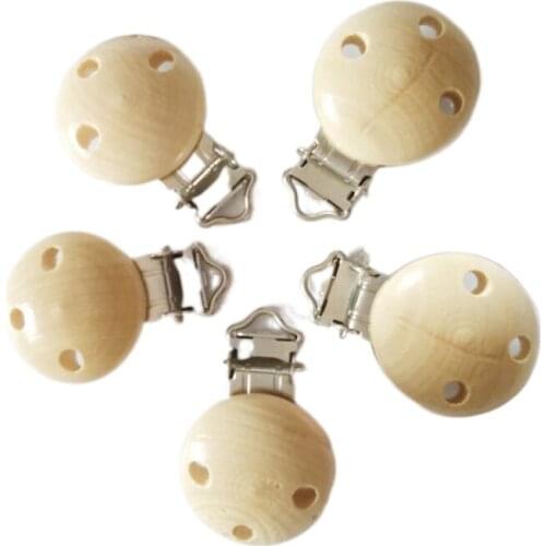 5Pcs Baby Pacifier Clips Metal Wooden Baby Pacifier Holder Infant Nipple Holder Dummy Clips Beads Soother Teether Feeding Care