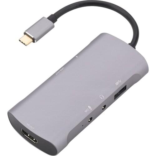 6 in-1 HDMI to Type C Game Video Capture Card HD 4K Docking Station Audio Recorder Live Streaming Device for Windows Linux