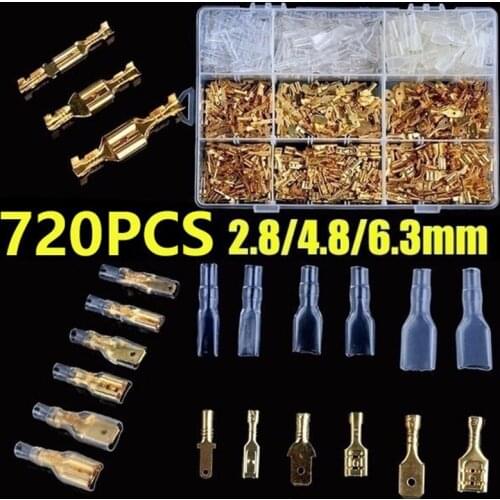 720Pcs Boxed 2.8/4.8/6.3mm Crimp Terminals Insulated Seal Electrical Wire Connectors Crimp Terminal Connector Assortment Kit