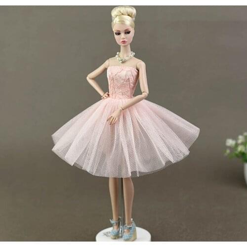 Doll Accessories Costume Ballet Off Shoulder Dress For Barbie Doll Lace Gauze Skirt Dress Clothes For Barbie Girls Gift Kids Toy