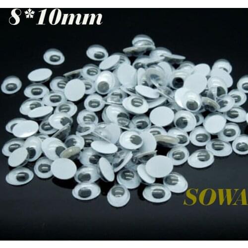 Free Shipping Wholesale 500PCS/lot Size 8x10mm Black And White Oval Design Imitate Animal Eye Dolls Eye For Toy DIY