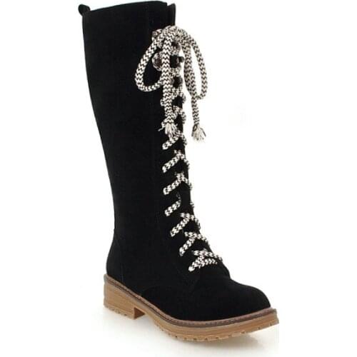 Big Size 9 10 11 12 thigh high boots knee high boots over the knee boots boots women ladies boots Cross binding with suede