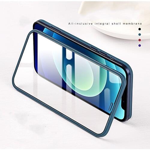 360 Degree Full Coverage Phone Case for IPhone 12 12 Pro Luxury Case for Iphone 12 Pro Max Case and Film Set PET+Tempered Glass