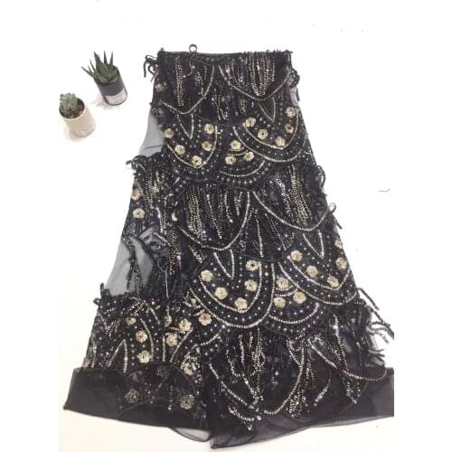 Black African Lace Fabric 2020 High Quality Lace for Sew Clothes 3D Tassel French Net Lace Fabrics Nigerian Lace Fabrics FJ27811