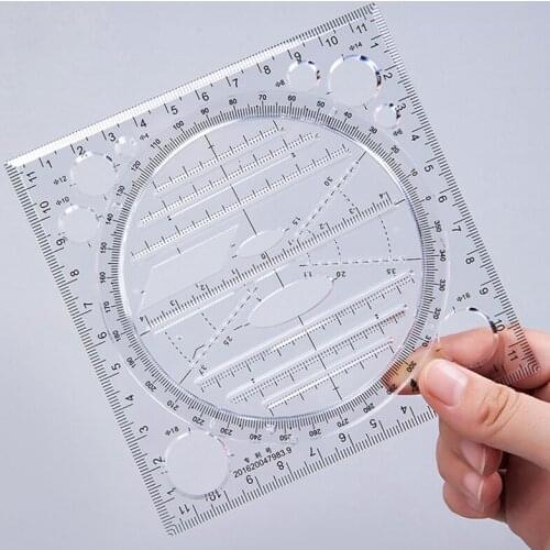 For Students Children Drawing Rulers School Supplies Multifunction Kaleidoscope Geometric Function Quick Drawing Measuring Ruler