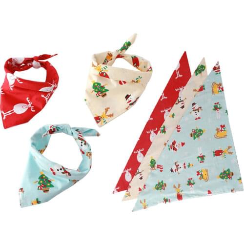 Cotton Christmas Gift Dog Cat Pet Triangular Bandage Dog Scarf Bib Saliva Towel Triangular Bandage Tie On For Pet Puppies