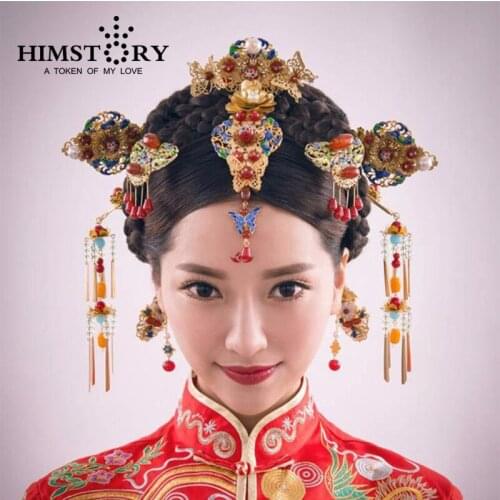 HOMSTORY Retro Chinese Traditional Wedding Hair Jewelry Adorn Chinese Ancient Wedding Hairpins Hair Accessories