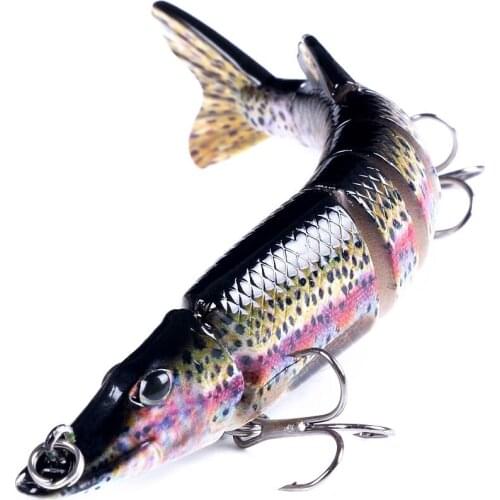 Hengjia 12.5CM 18.5G 9 Segments Artificial Wobbler 3D Lifelike Rattling Swimbait Hard Bait Fishing Lures Tackle for Bass Pike