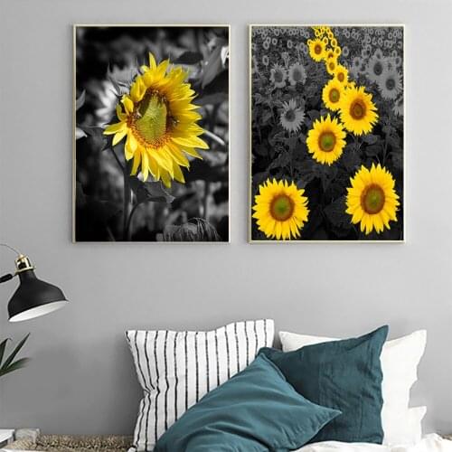 Canvas Painting Nordic Style Yellow Sunflower Poster Abstract Wall Art Prints Picture for Kids Living Room Decoration