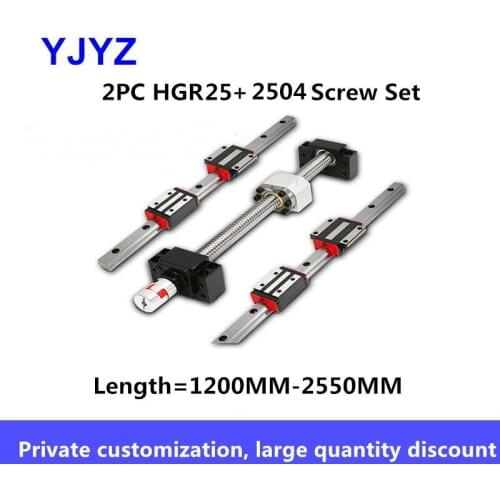 2504 ball screw linear guide kit HGR25 linear guide kit complete slider flange / square slider length = 1200MM-2550MM