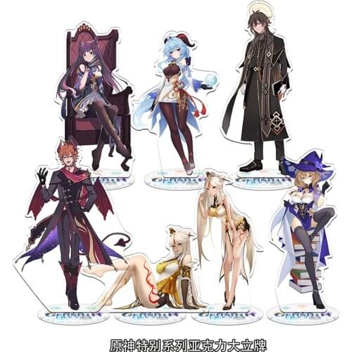 HOT Anime Genshin Impact Ningguang Ganyu Zhongli Large Acrylic Figure Stand Model Plate Desktop Decor Toy Cosplay Xmas Gifts