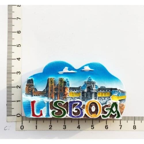 Lisboa Portugal)Fridge Magnet,Creative Travel Commemorate Crafts 3D Ornaments Magnetism Resin Material Refrigerator Stickers