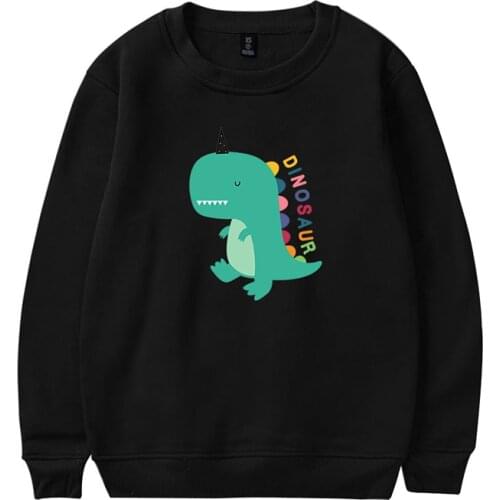 Dinosaur Cartoon Kawaii Cute Hoodie Pullover Fashion Men Women Capless Sweatshirts Long Sleeve Boy Girl Hoodies White Black Tops
