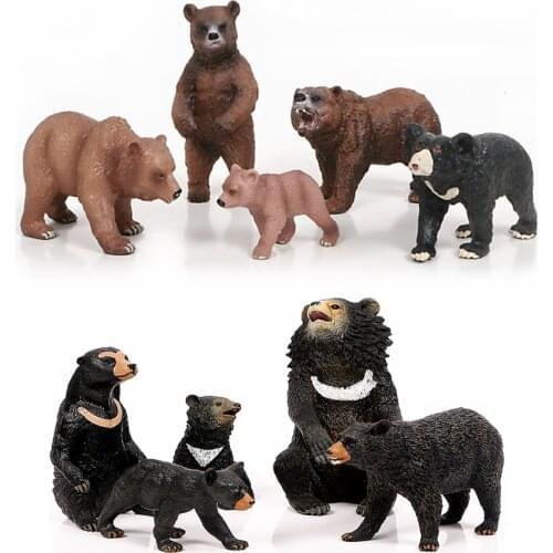 Simulation Wild Zoo Forest Animal Models Brown Bear American black Bear plastic Figurine Decorative Garden Home For Kid Toys
