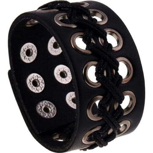 Fashion Punk Men Wide Leather Bracelet Wristbands Braided Rope Cuff Bangle Women Jewelry Handmade Steampunk Vintage Accessories