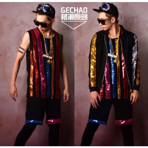 Colourful Sequin strip stitching jacket men clothes mens jackets and coats personality jaqueta masculina chaqueta hombre