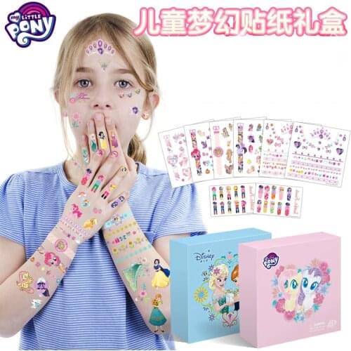 15 pcs/lot 2019 New Pony Tattoo Sticker Set With original box girls Nail Sticker Finger Sticker Stud Earrings Gift Set