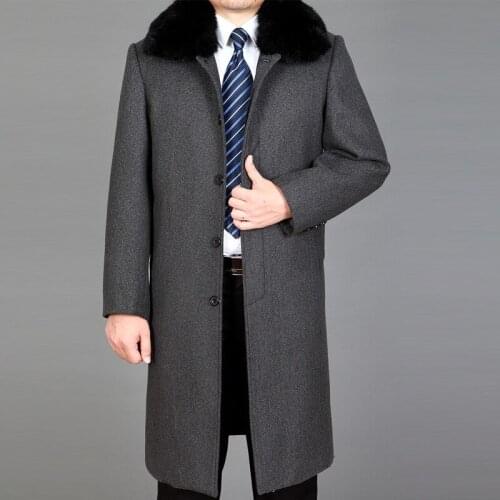 New arrival fashion Woollen Coat Long Fur Turn-down Collar Man Casual X-long Covered Button Thick high quality plus size M-4XL