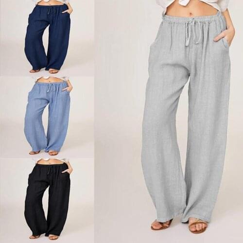 New tethered cotton hemp casual pants loose pants womens Yoga cargo pants Popular womens fashion show thin trend casual pants