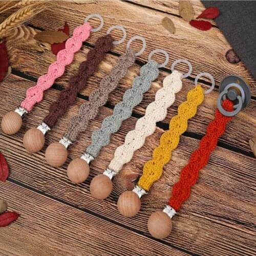 OOTDTY Crochet Pacifier Clip Baby Cotton Pacifier Chain for Newborn Teething Soother Chew Dummy Clips Handmade