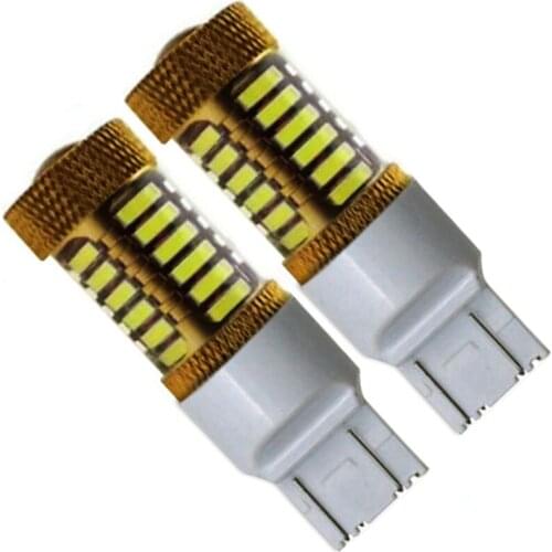 Wholesale 50 pieces /lot car led signal light T20 7443 580 auto brake lights 7014 24smd high bright tail lamp white red DC 12V