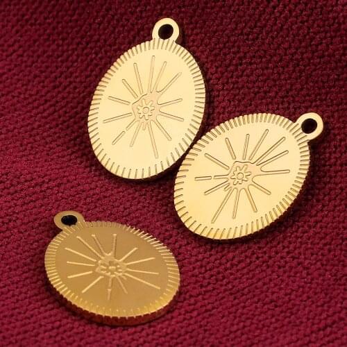 5pcs Lot Stainless Steel Gold Bohemia Oval Charm Pendants DIY Connectors Dangle Earring Necklace Making Wholesale Accessories