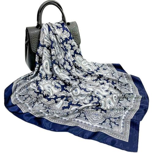 Paisley Scarf Women Vintage Boho Bohemian Tribal Style Shawl Hijab Imitate Silk Satin Kerchief Bandana 90*90cm