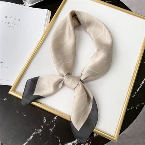 New Fashion Silk Square Scarf Spring Lady Foulard Pashmina Bandana Shawl Wrap Wave Print Women Neck Hair Scarves Neckerchief