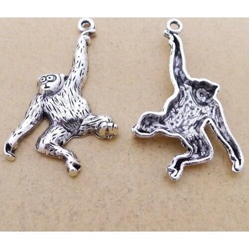 100pcs Gorilla Charms 37mm x 22mm DIY Jewelry Making Pendant antique silver color