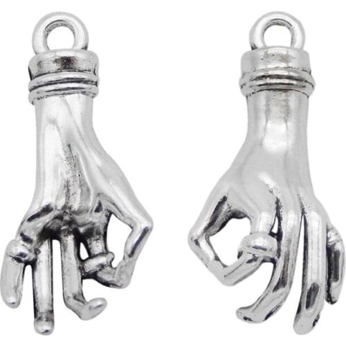 10pcs OK Gesture Charms Antique Silver Color Alloy Hand Necklace Pendant Earring Bracelet Metal Jewelry DIY Keychain Accessories