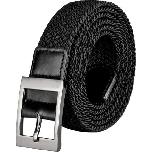 Drizzte Mens Plus Size 120 140 160 180CM Belts Black Elastic Belt Mens Stretch Braided Waist Belt 43-71inch Long Big and Tall