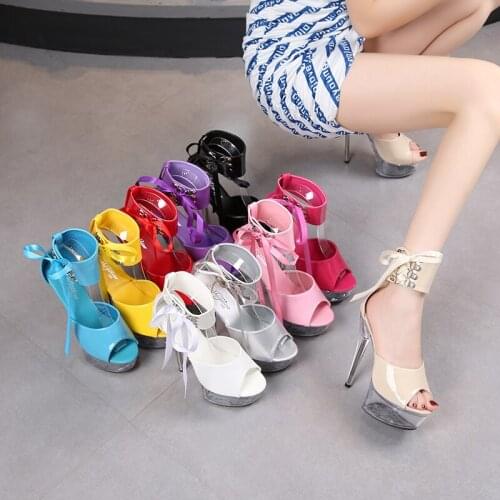 5 Inches Platform Sandals Ankle Strap 6Inches Sexy Fetish Pole Dance Shoes Models Show Full Dress Nightclub Stripper Elegant New