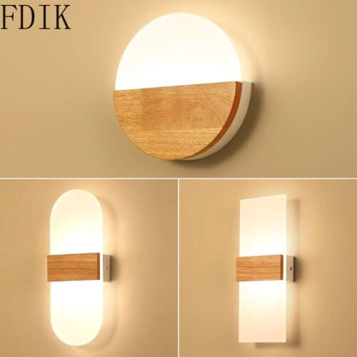 Nordic LED Wall Lamp Wood Sunrise Creative Bedroom Bedside Lamps Background Aisle Wall Sconce Home Decoration Luminaire Lighting