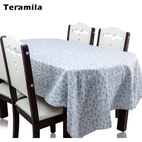 Teramila Thick Cotton Linen Table Cloth With Lace Elegant Flower Design Square Dining Table Cover For Party Kitchen Tablecloth