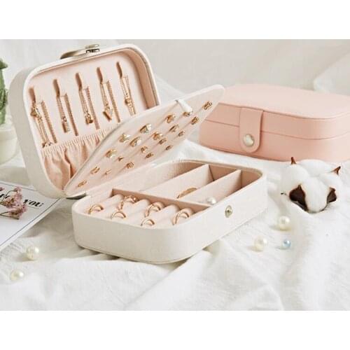 Jewelry Storage Box Square Portable Earring Ring Necklace Case Multifunction Container Jewel Case