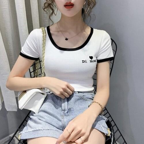 Letter T Shirt Women 2020 Summer Short Sleeve Poleras Mujer Top Tee Shirt Femme Paris Printed Tshirts Cotton Camiseta Mujer