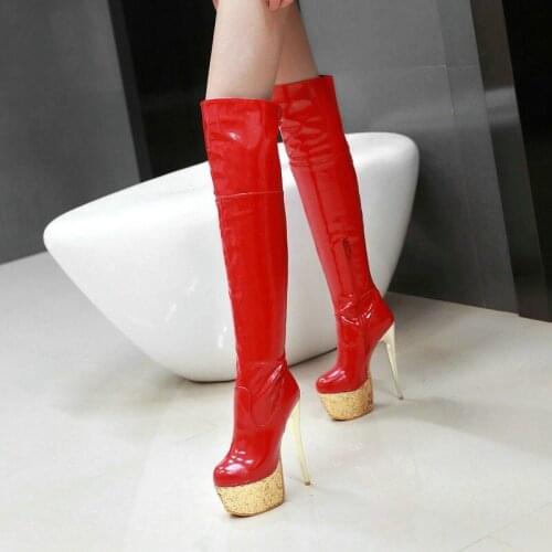 Women Thigh High Boots Sexy High Heels Platform Boots Black Red Party Dance Nightclub Pole Dance Over the Knee Boots 2022 Series