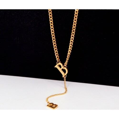 Classic B Letter Titanium Steel Short Necklace For Woman 2021 New Gothic Korean Jewelry Hip Hop Party Girls Sexy Clavicle Chain