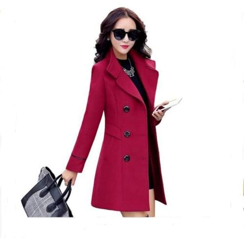 ENLU Autumn winter new fashion womens wool coat double breasted coat elegant bodycon cocoon wool long coat tops