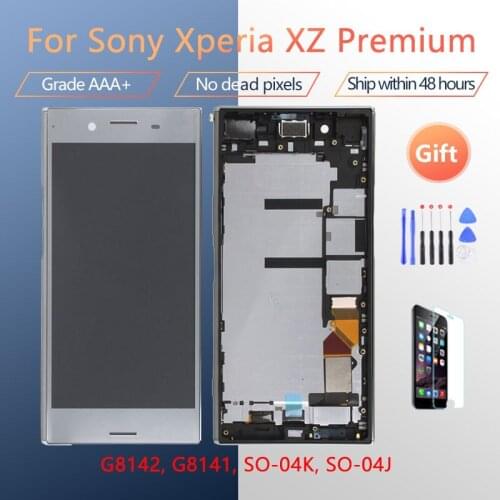 For Sony Xperia XZ Premium LCD screen assembly with front case touch glass,With repair parts LCD Display Black Silver Pink OEM