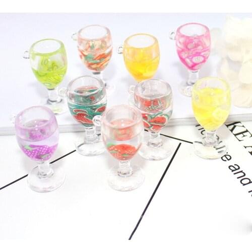 10pcs/lot Fruit Goblet Resin Charms 19*38mm Fruit Wine Acrylic Pendant Floating DIY Earrings Fit Jewelry Handmade Material YZ395