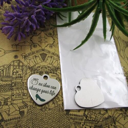 10pcs--"One Shoe can Change Your Life"stainless steel charms 5 styles for choosing DIY Charms for necklace bracelets