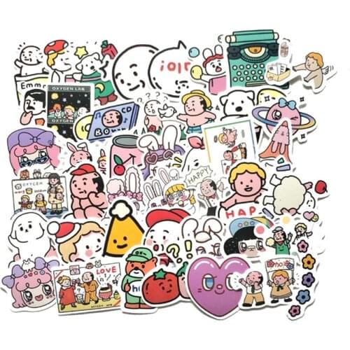TD ZW 43Pcs 2-3CM Hand Account Cartoon Laboratory Stickers For Suitcase Skateboard Laptop Luggage Fridge Phone DIY Decal Sticker