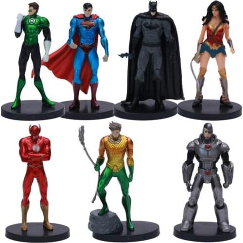 7pcs/Set Justice League Super Hero Superman Batman Flash Neptune Wonder Woman Action Figure Toys