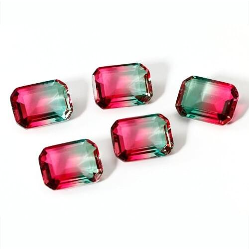 8-8.5ct Loose Gemstones Fashion Big Size Rectangle Oval Cut Tourmaline Stone Jewelry Accessories Ornamental stones 5pcs