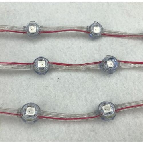 Addressable SK6812 DC12V IP68 LED pixel string;5cm wire spacing;40pcs a string;RGB full color;clear wire