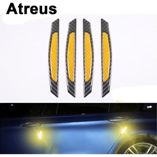 Atreus 4pcs For BMW e46 e39 e36 Audi a4 b6 a3 a6 c5 Renault duster Lada granta Car Door Side Fender 3D Reflective Carbon Sticker