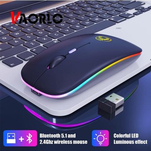 Wireless Mouse RGB Bluetooth Computer Mouse Silent Rechargeable Ergonomic Mause With LED Backlit USB Optical Mice For PC Laptop